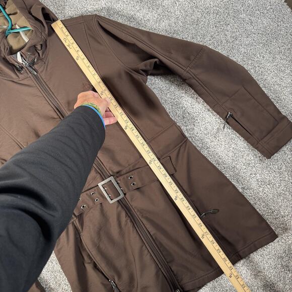 Nike ACG Jacket Womens Large Brown Softshell Hooded Belted Long Fleece Lined - Picture 6 of 16